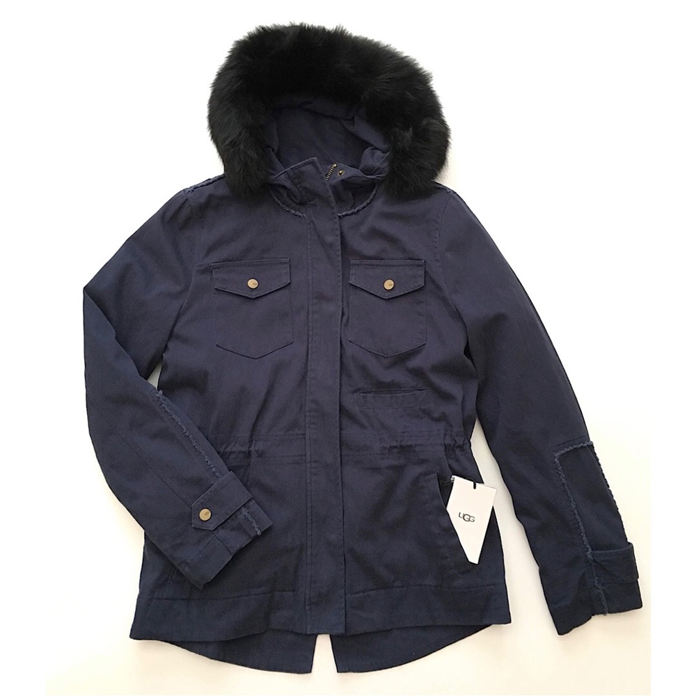 UGG CONVERTIBLE FIELD PARKA -SHERPA LINED -NAVY -WOMEN SIZE M -NWT